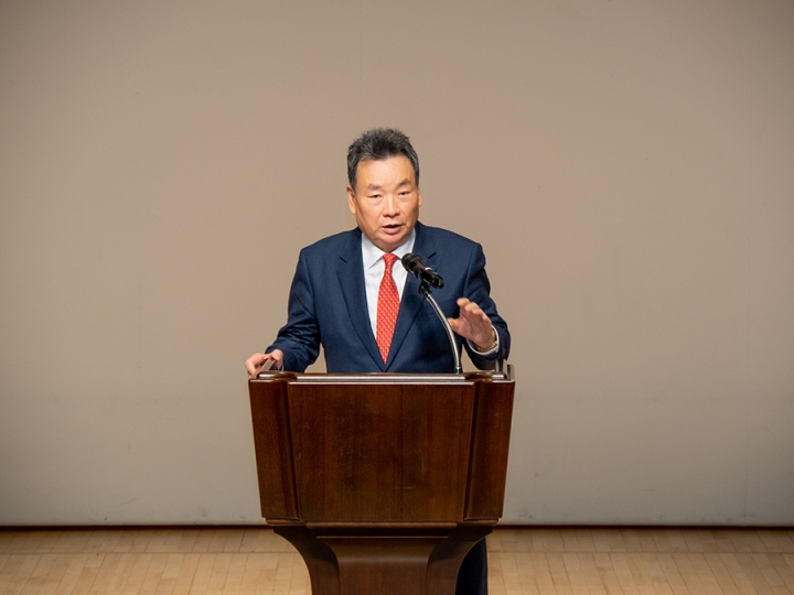 ‘2022년 통장 직무교육’에 참석한 강남구의회 김형대 의장이 축사를 하고 있다.