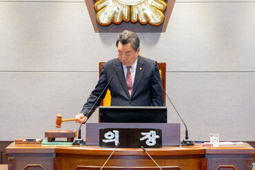 회의를 진행 중인 강남구의회 김형대 의장.